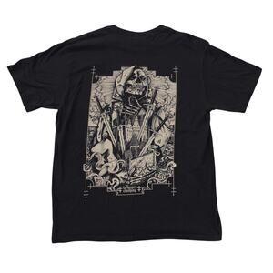 La Mort Clothing Gothic Skull Graphic T-Shirt Mens L Black Back Print UK Brand